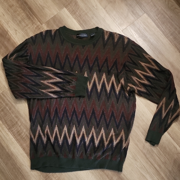 Northern Isles Vintage Zig Zag Knit Grandpa Sweater XL Retro 90s Style - Picture 6 of 11